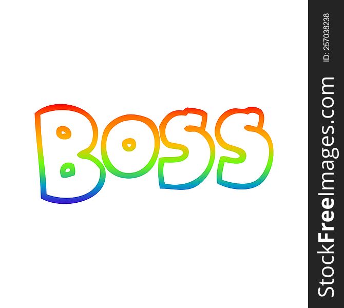 Rainbow Gradient Line Drawing Cartoon Word Boss