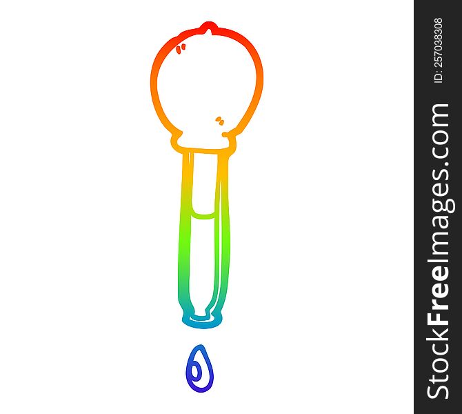 rainbow gradient line drawing of a cartoon pipette