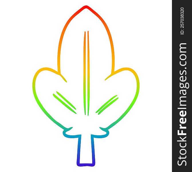 rainbow gradient line drawing cartoon leaf