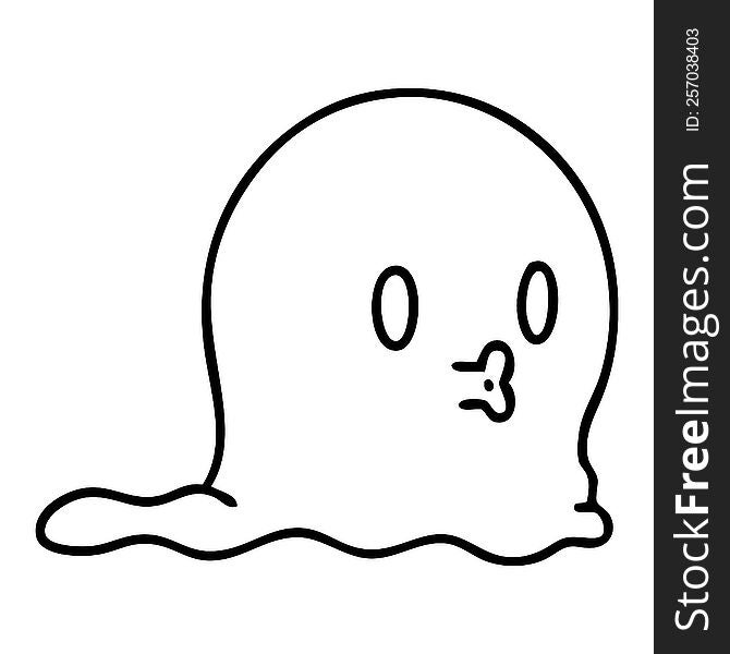 line doodle of a spooky ghost just floating along. line doodle of a spooky ghost just floating along