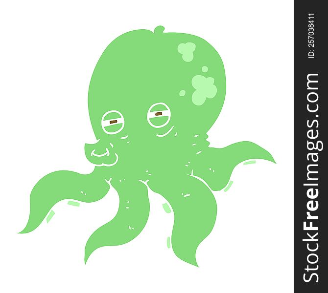 Flat Color Illustration Of A Cartoon Octopus