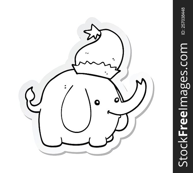 Sticker Of A Cute Cartoon Christmas Elephant