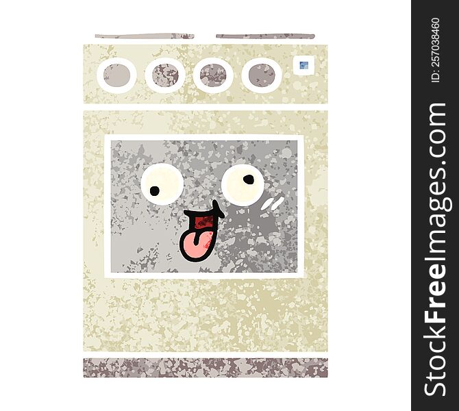 Retro Illustration Style Cartoon Kitchen Oven