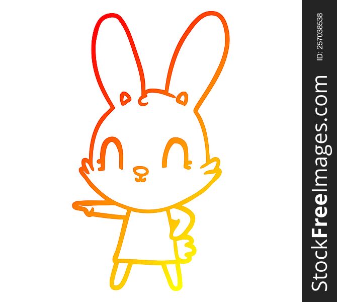Warm Gradient Line Drawing Cute Cartoon Rabbit In Dress