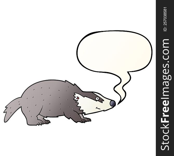 cartoon badger with speech bubble in smooth gradient style