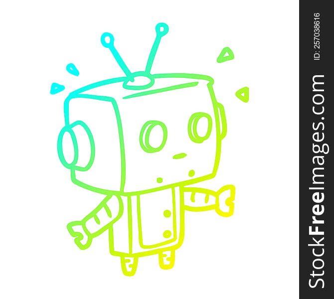 Cold Gradient Line Drawing Cute Surprised Robot