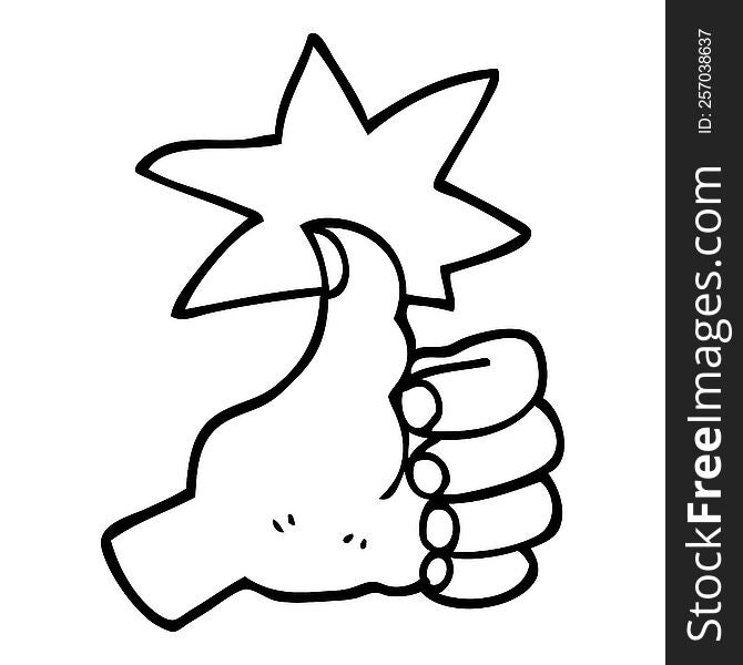 Black And White Cartoon Thumbs Up Symbol