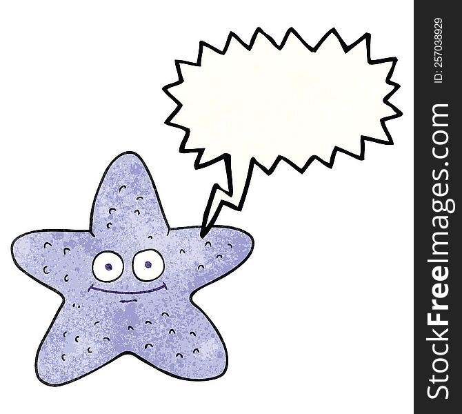 freehand speech bubble textured cartoon starfish