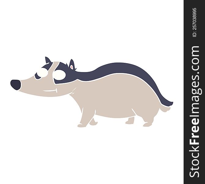 Flat Color Style Cartoon Friendly Badger