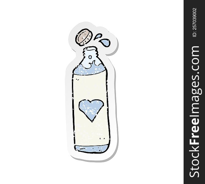 retro distressed sticker of a cartoon water bottle