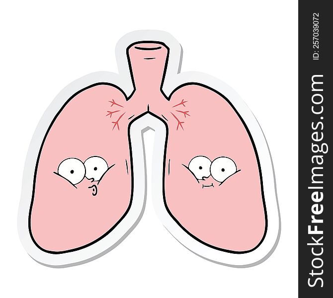 sticker of a cartoon lungs