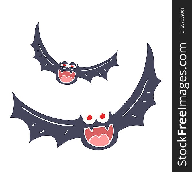 Flat Color Illustration Of A Cartoon Halloween Bats