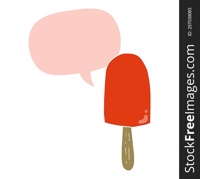 Cartoon Lollipop And Speech Bubble In Retro Style