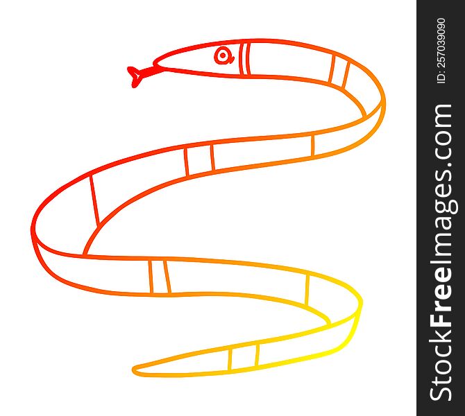 Warm Gradient Line Drawing Cartoon Sea Snake