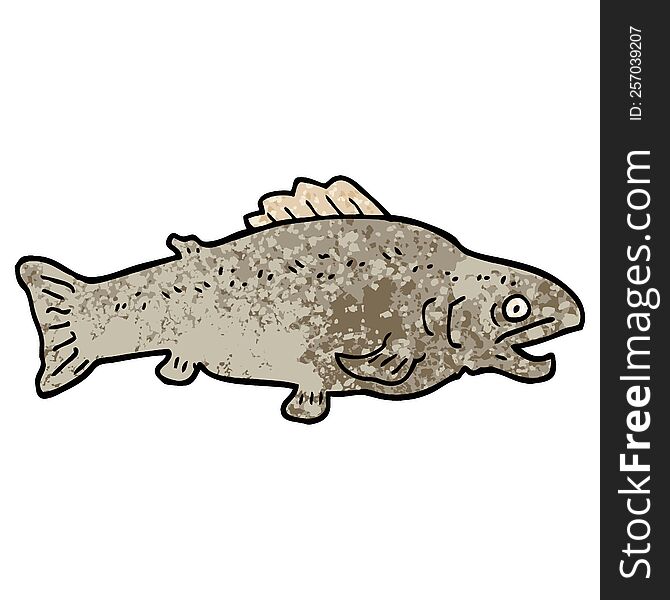 grunge textured illustration cartoon large fish