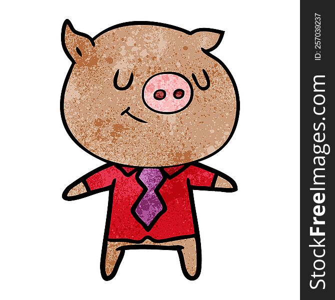 happy cartoon smart pig. happy cartoon smart pig