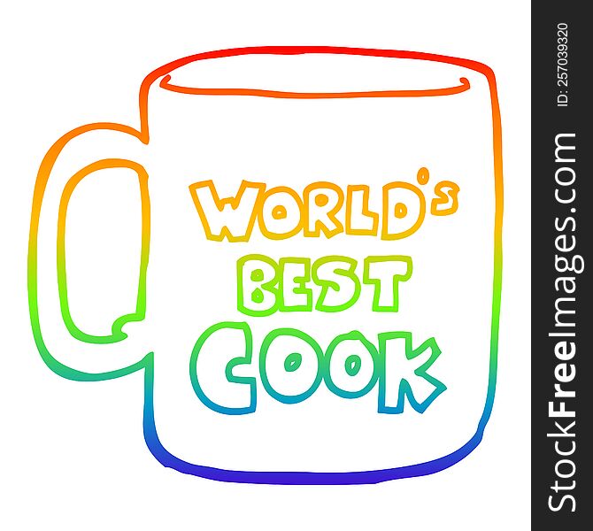 rainbow gradient line drawing worlds best cook mug