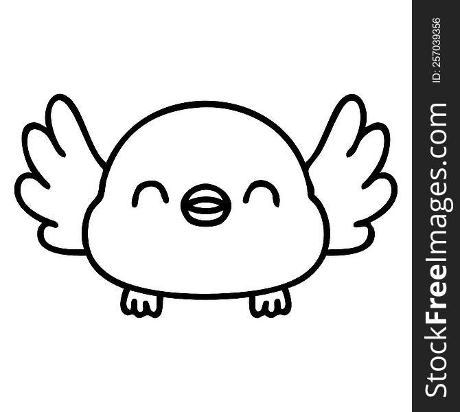 line doodle of a cute baby bird. line doodle of a cute baby bird