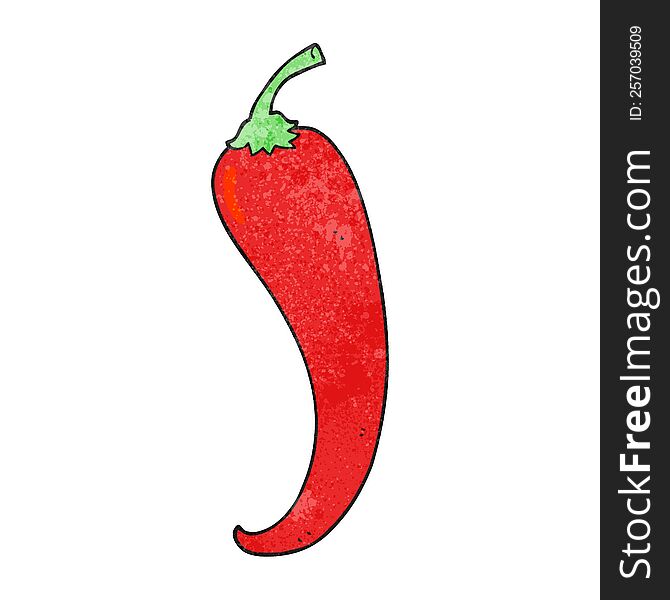 freehand textured cartoon chilli pepper