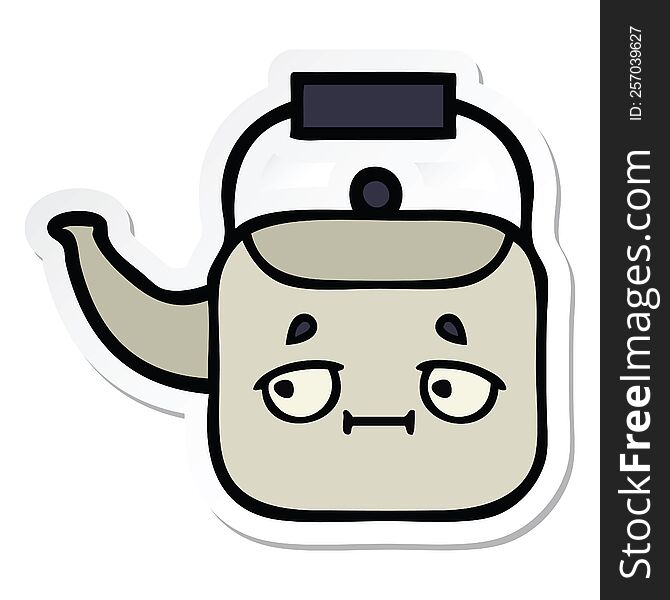 sticker of a cute cartoon kettle