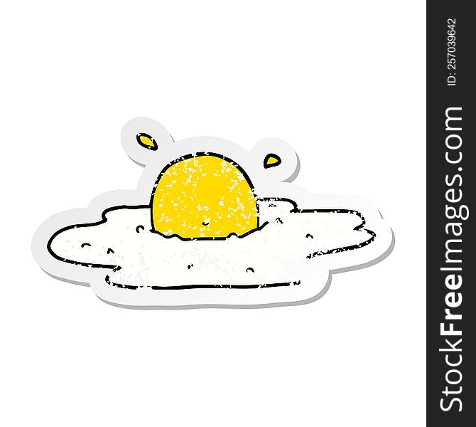 Distressed Sticker Of A Cartoon Fried Egg