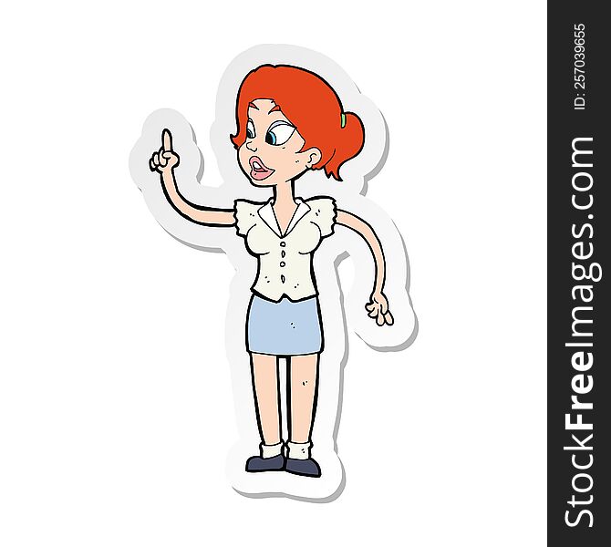 Sticker Of A Cartoon Woman With Great Idea