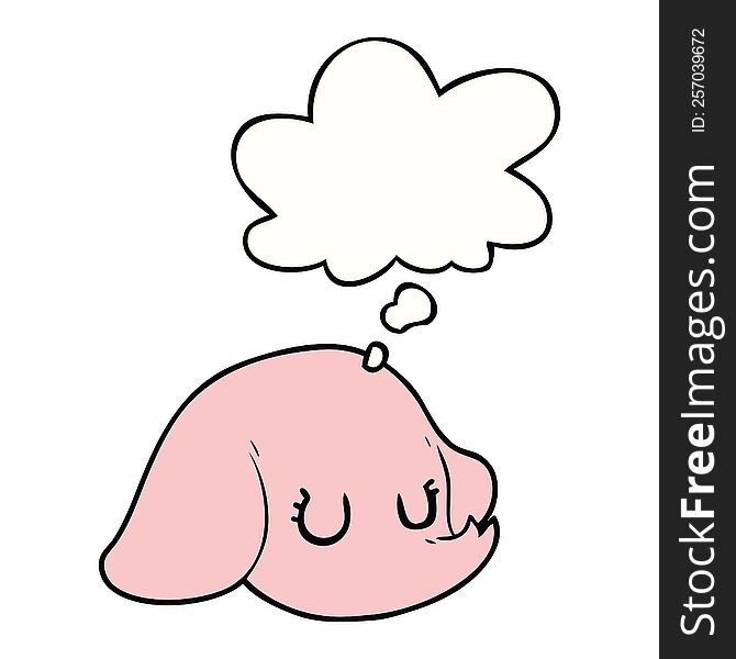 Cartoon Elephant Face And Thought Bubble