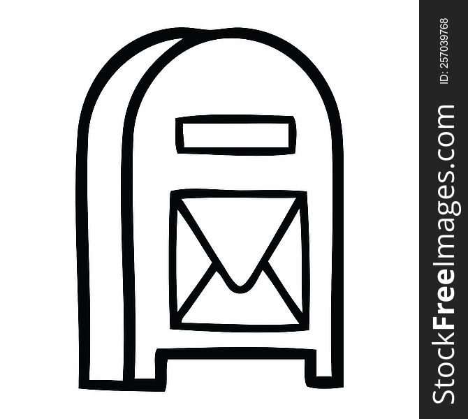 line drawing cartoon of a mail box
