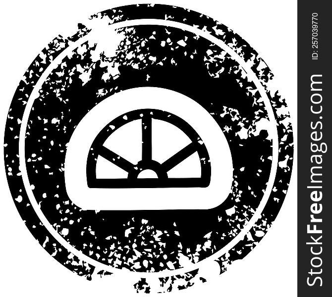 protractor math equipment distressed icon symbol