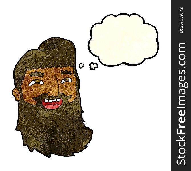 Cartoon Man With Beard Laughing With Thought Bubble