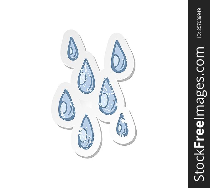 retro distressed sticker of a cartoon raindrops