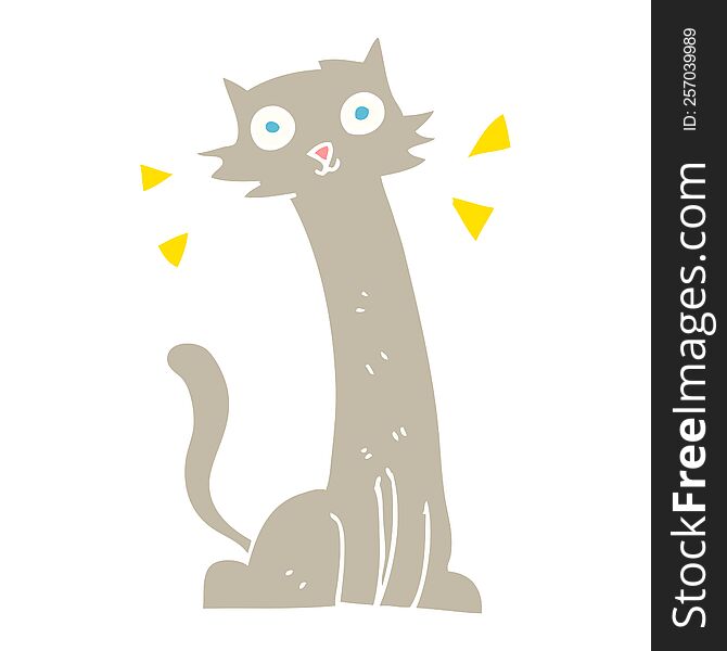 Flat Color Illustration Of A Cartoon Cat