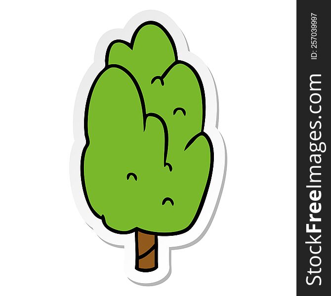 hand drawn sticker cartoon doodle single green tree