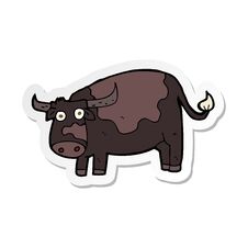 Sticker Of A Cartoon Cow Stock Images