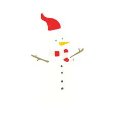 Flat Color Illustration Of A Cartoon Snowman Royalty Free Stock Image
