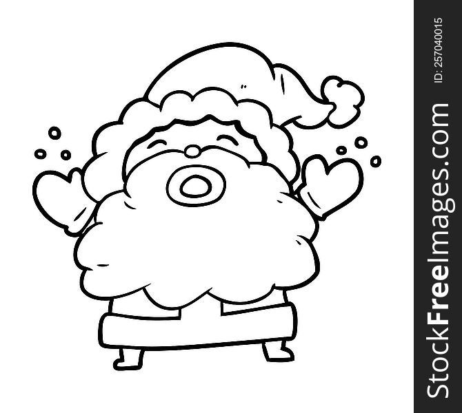 line drawing of a santa claus shouting in frustration. line drawing of a santa claus shouting in frustration