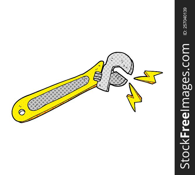 freehand drawn comic book style cartoon adjustable spanner