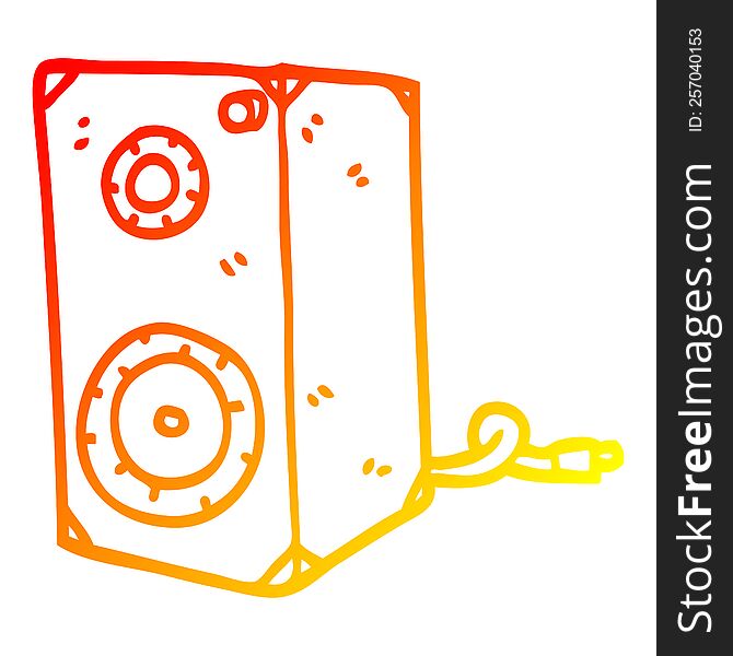 warm gradient line drawing of a cartoon speaker box