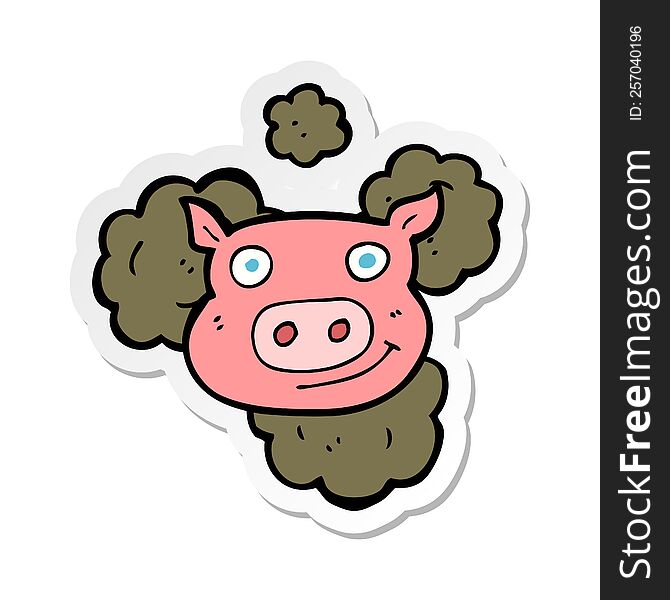 sticker of a dirty pig cartoon