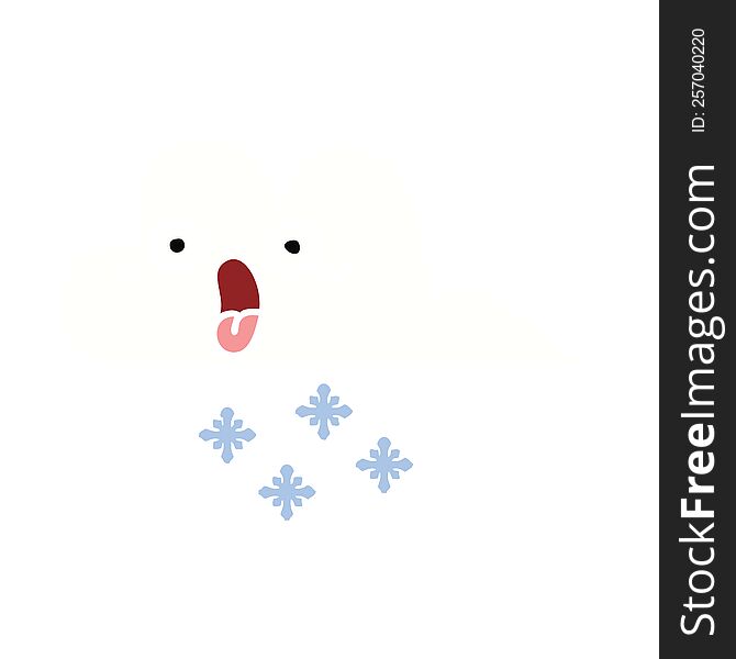 Flat Color Retro Cartoon Shocked Snow Cloud