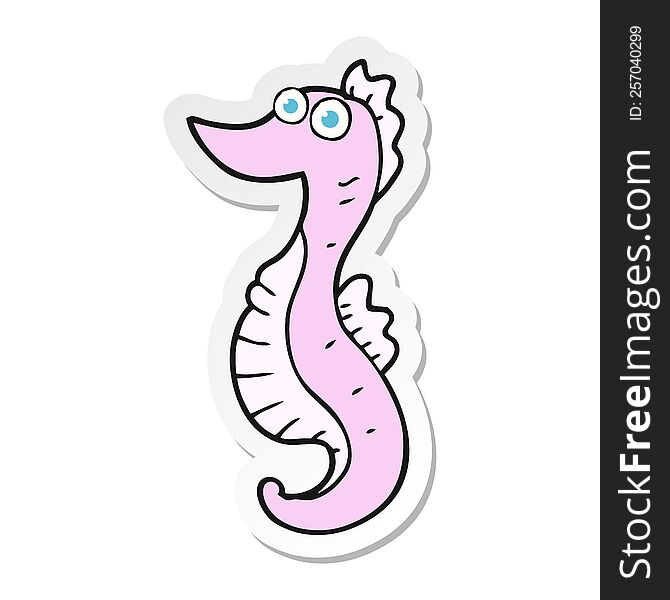 sticker of a cartoon seahorse