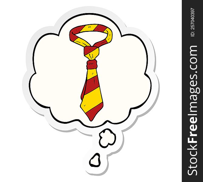 Cartoon Office Tie And Thought Bubble As A Printed Sticker