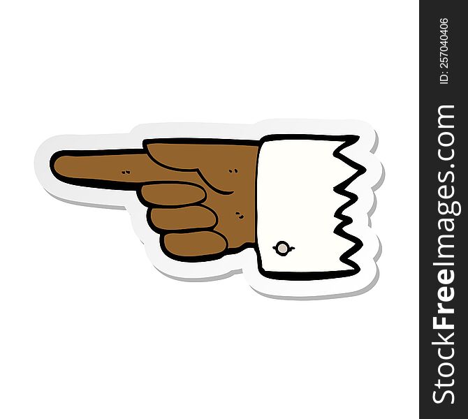 sticker of a cartoon pointing  hand symbol