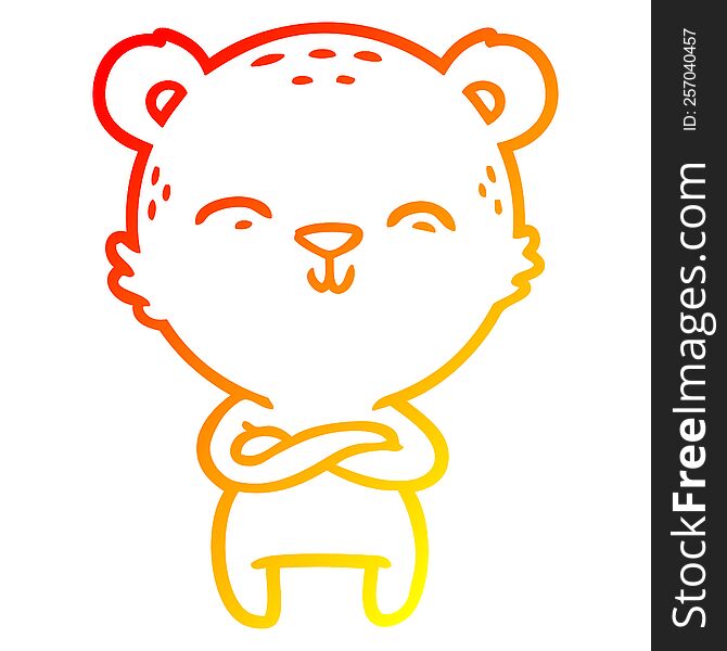 Warm Gradient Line Drawing Happy Confident Cartoon Bear