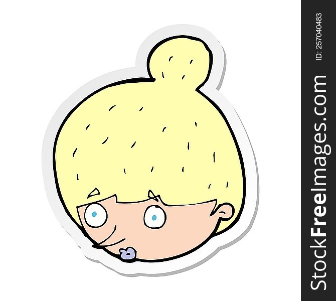 Sticker Of A Cartoon Surprised Womans Face