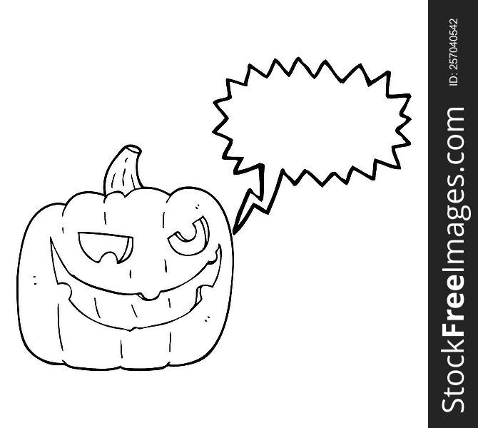 Speech Bubble Cartoon Halloween Pumpkin
