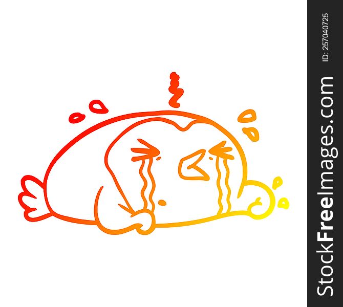 Warm Gradient Line Drawing Crying Penguin