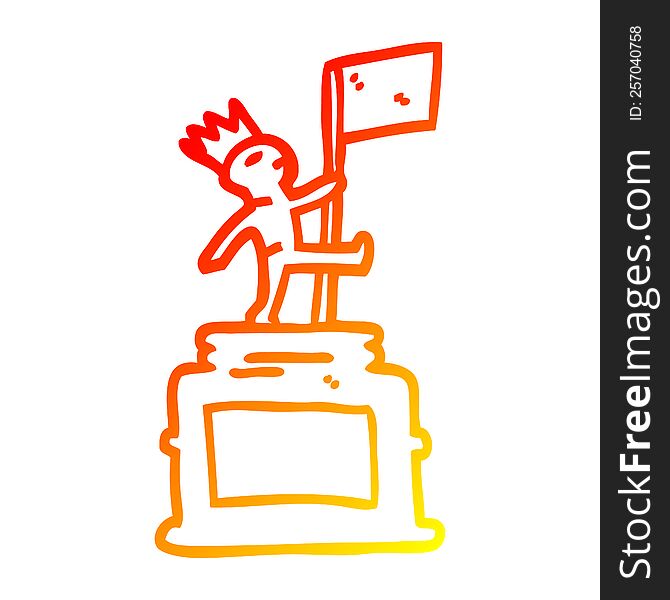 warm gradient line drawing of a cartoon monument statue