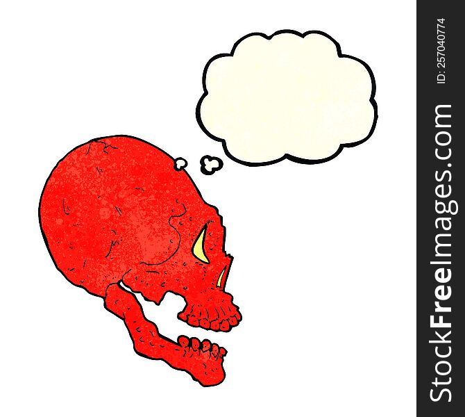 Red Skull Illustration With Thought Bubble