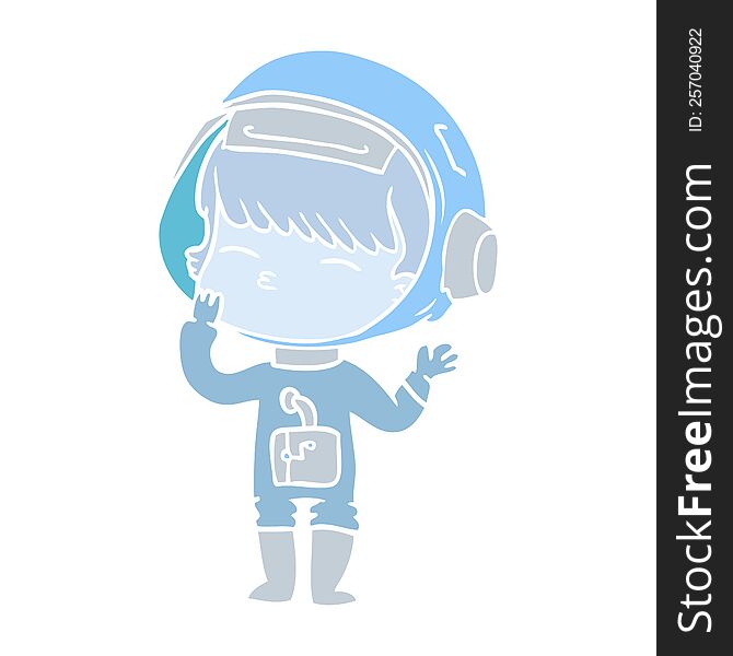 Flat Color Style Cartoon Curious Astronaut Wondering